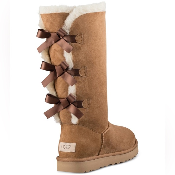 UGG Women's Bailey Bow Tall II Chestnut Suede Boots Size 8 Retail for $250 - Picture 10 of 11